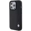 BMW BMHCP15X22RBDK iPhone 15 Pro Max 6.1" hardcase Leather Case Blue Dots tok, fekete