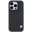 BMW BMHCP15X22RBDK iPhone 15 Pro Max 6.1" hardcase Leather Case Blue Dots tok, fekete