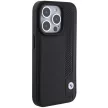 BMW BMHCP15X22RBDK iPhone 15 Pro Max 6.1" hardcase Leather Case Blue Dots tok, fekete
