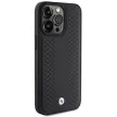 BMW BMHCP15L22RFGK iPhone 15 Pro 6.1" Leather Diamond Pattern tok, fekete