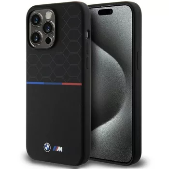   BMW BMHMP15X22SMPK iPhone 15 Pro Max 6.7" M Silicone Pattern MagSafe tok, fekete