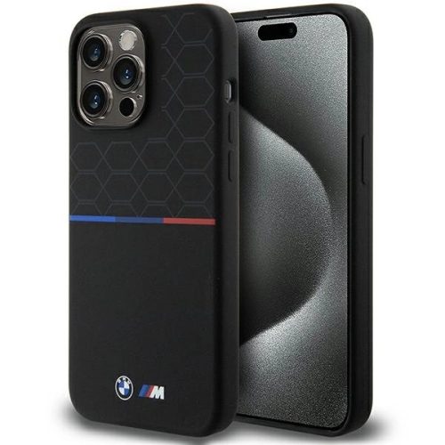 BMW BMHMP15X22SMPK iPhone 15 Pro Max 6.7" M Silicone Pattern MagSafe tok, fekete