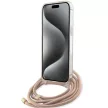 Guess GUHCP15LHC4SEP iPhone 15 Pro 6.1" Crossbody Cord 4G Print tok, rózsaszín
