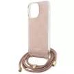 Guess GUHCP15LHC4SEP iPhone 15 Pro 6.1" Crossbody Cord 4G Print tok, rózsaszín