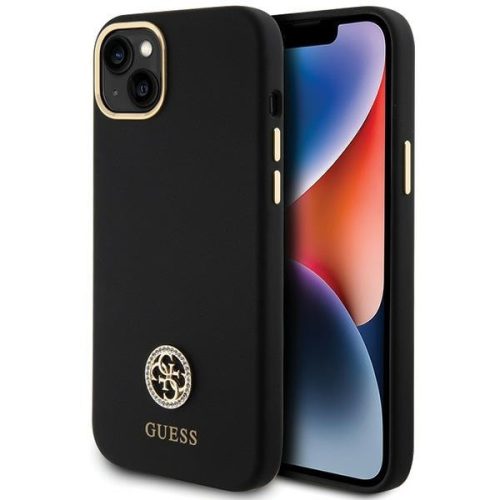 Guess GUHCP15M4DGPK iPhone 15 Plus / 14 Plus 6.7" Silicone Logo Strass 4G tok, fekete
