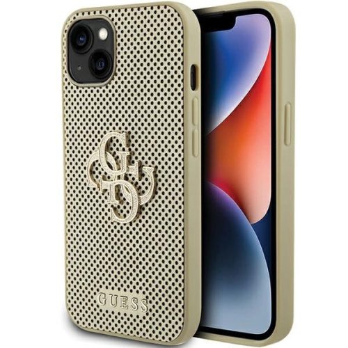 Guess GUHCP15SPSP4LGD iPhone 15 6.1" Perforated 4G Glitter tok, arany