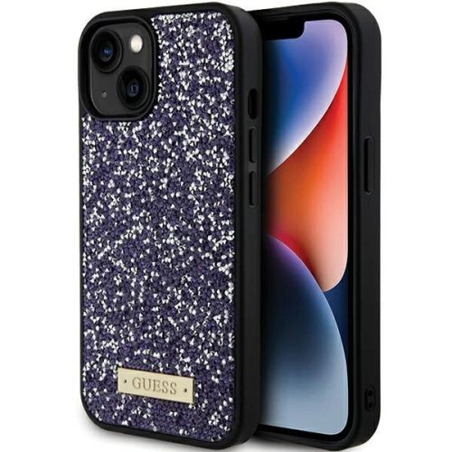 Guess GUHCP15SPFGSBSP iPhone 15 6.1" Rhinestone Metal Logo tok, lila