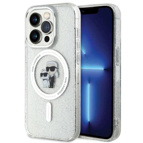 Karl Lagerfeld KLHMP15LHGKCNOT iPhone 15 Pro 6.1" Karl&Choupette Glitter MagSafe tok, átlátszó