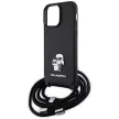Karl Lagerfeld KLHCP14XSAKCPSK iPhone 14 Pro Max 6.7" Crossbody Saffiano Metal Pin Karl&Choupette tok, fekete