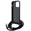 Karl Lagerfeld KLHCP14XSAKCPSK iPhone 14 Pro Max 6.7" Crossbody Saffiano Metal Pin Karl&Choupette tok, fekete