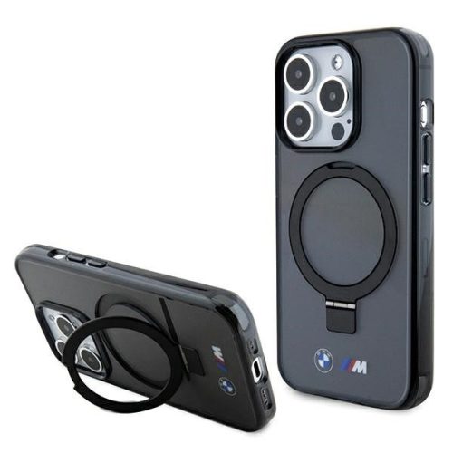 BMW BMHMP15LURSK iPhone 15 Pro 6.1" Ring Stand M Collection MagSafe tok, fekete