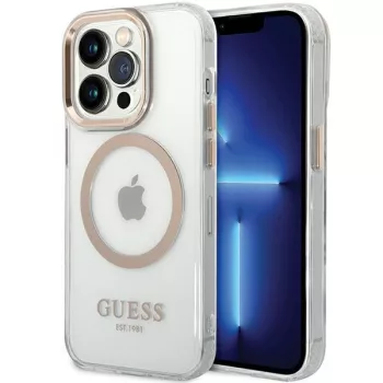   Guess GUHMP15LHTRMD iPhone 15 Pro 6.1" Metal Outline Magsafe tok, arany