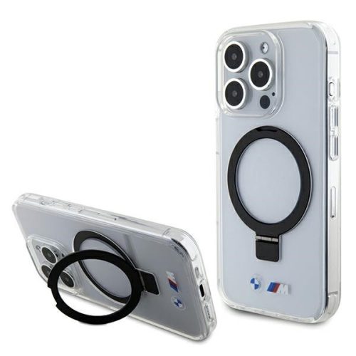 BMW BMHMP15LURST iPhone 15 Pro 6.1" Ring Stand M Collection MagSafe tok, átlátszó
