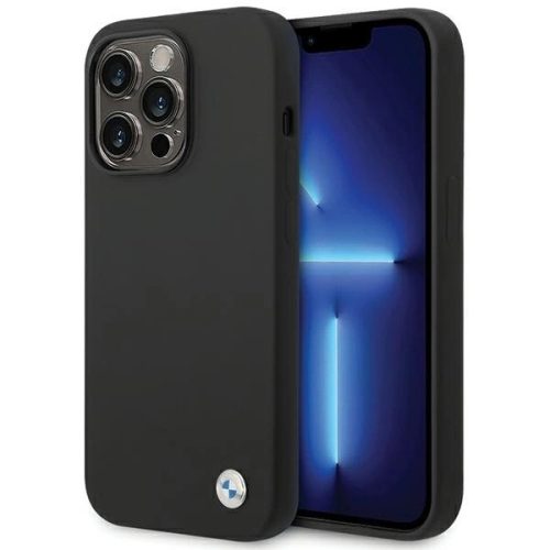 BMW BMHCP15LSILBK iPhone 15 Pro 6.1" Silicone Metal Logo tok, fekete