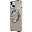 Guess GUHMP15SHFWFCK iPhone 15 6.1"  IML Flowers Wreatch MagSafe tok, fekete