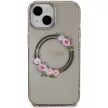 Guess GUHMP15SHFWFCK iPhone 15 6.1"  IML Flowers Wreatch MagSafe tok, fekete