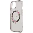 Guess GUHMP15SHFWFCK iPhone 15 6.1"  IML Flowers Wreatch MagSafe tok, fekete
