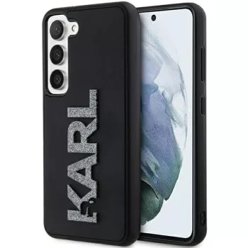   Karl Lagerfeld KLHCS23S3DMBKCK 3D Rubber Glitter Logo Samsung Galaxy S23, hátlap, tok, fekete
