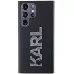 Karl Lagerfeld KLHCS23L3DMBKCK 3D Rubber Glitter Logo Samsung Galaxy S23 Ultra, fekete/kék hátlap, tok, 3D gumi csillogó logó