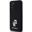 Karl Lagerfeld Silicone Karl&Choupette Metal Pin case for Samsung Galaxy S23 Plus tok, fekete
