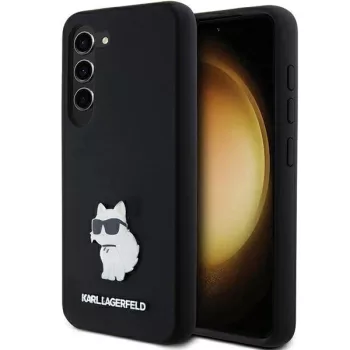   Karl Lagerfeld Silicone Choupette Metal Pin case for Samsung Galaxy S23 tok, fekete