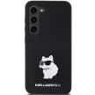 Karl Lagerfeld Silicone Choupette Metal Pin case for Samsung Galaxy S23 tok, fekete