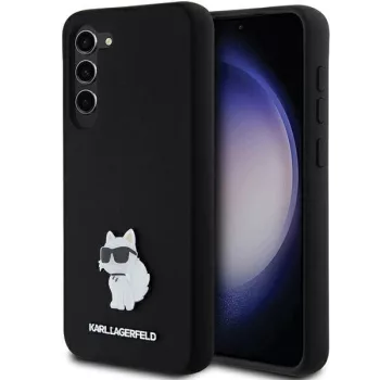   Karl Lagerfeld Silicone Choupette Metal Pin case for Samsung Galaxy S23 Plus tok, fekete