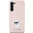 Karl Lagerfeld Silicone Choupette Metal Pin case for Samsung Galaxy S23 Plus tok, rózsaszín