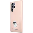 Karl Lagerfeld Silicone Choupette Metal Pin case for Samsung Galaxy S23 Ultra tok, rózsaszín
