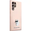 Karl Lagerfeld Silicone Choupette Metal Pin case for Samsung Galaxy S23 Ultra tok, rózsaszín