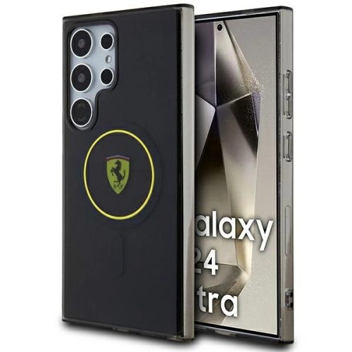 Ferrari FEHMS24LU3SMY S24 Ultra S928 hardcase IML Smoked Inner Circle Line MagSafe tok, sárga