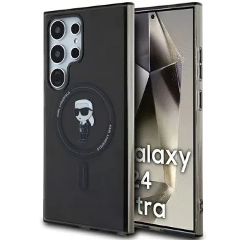   Karl Lagerfeld KLHMS24LHFCKNOK S24 Ultra hardcase IML Ikonik MagSafe tok, fekete