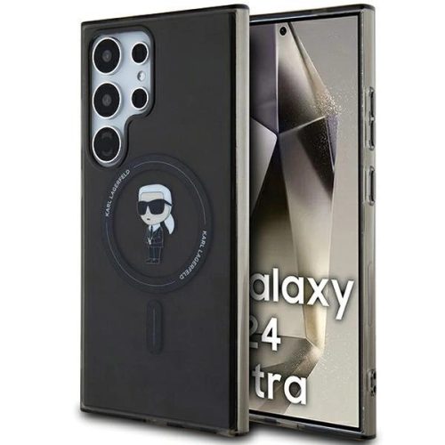 Karl Lagerfeld KLHMS24LHFCKNOK S24 Ultra hardcase IML Ikonik MagSafe tok, fekete