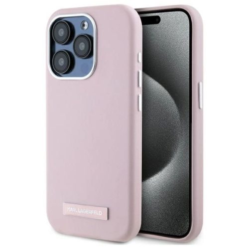 Karl Lagerfeld KLHMP15XPGMSRPP iPhone 15 Pro Max 6.7" FW Metal Plate MagSafe tok, rózsaszín