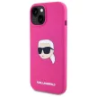 Karl Lagerfeld KLHMP15SSKHPPLF iPhone 15 6.1" Silicone Karl Head Print MagSafe tok, rózsaszín