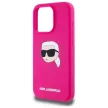 Karl Lagerfeld KLHMP15LSKHPPLF iPhone 15 Pro 6.1" Silicone Karl Head Print MagSafe tok,  rózsaszín