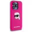 Karl Lagerfeld KLHMP15LSKHPPLF iPhone 15 Pro 6.1" Silicone Karl Head Print MagSafe tok,  rózsaszín