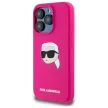 Karl Lagerfeld KLHMP15LSKHPPLF iPhone 15 Pro 6.1" Silicone Karl Head Print MagSafe tok,  rózsaszín