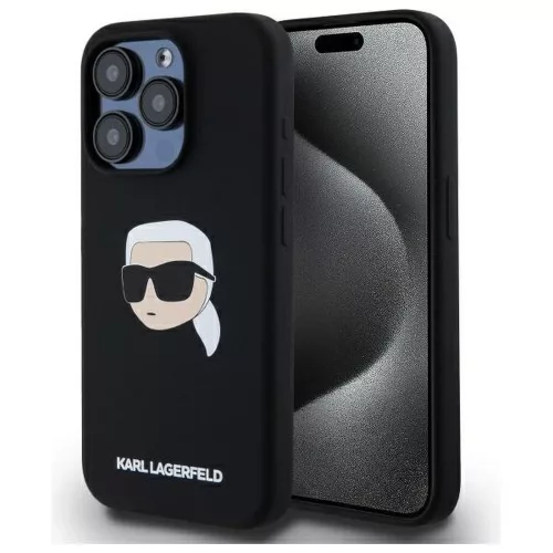 Karl Lagerfeld KLHMP15XSKHPPLK iPhone 15 Pro Max 6.7" Silicone Karl Head Print MagSafe tok, fekete