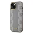 DKNY DKHMP14SPCPVSLE iPhone 14 6.1" Leather Checkered Mono Pattern MagSafe tok, bézs