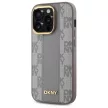 DKNY DKHMP14LPCPVSLE iPhone 14 Pro 6.1" Leather Checkered Mono Pattern MagSafe tok, bézs