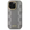 DKNY DKHMP14LPCPVSLE iPhone 14 Pro 6.1" Leather Checkered Mono Pattern MagSafe tok, bézs