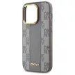 DKNY DKHMP14LPCPVSLE iPhone 14 Pro 6.1" Leather Checkered Mono Pattern MagSafe tok, bézs