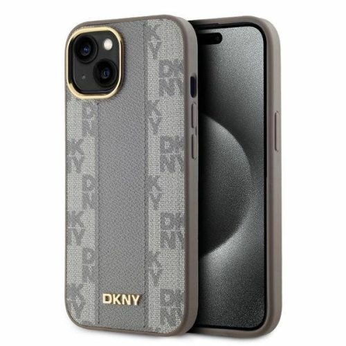 DKNY Leather Checketok, Red Mono Pattern MagSafe DKHMP15SPCPVSLE iPhone 15 6.1" tok, bézs