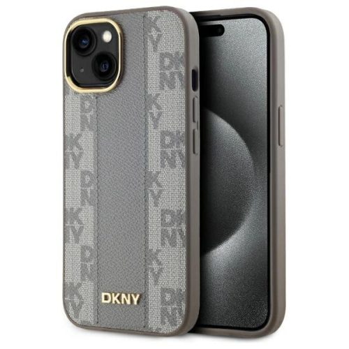 DKNY Leather Checketok, Red Mono Pattern MagSafe DKHMP15MPCPVSLE iPhone 15 Plus 6.7" tok, bézs