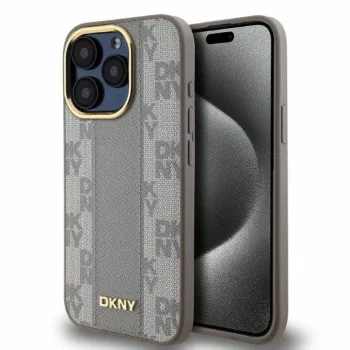   DKNY Leather Checketok, piros Mono Pattern MagSafe DKHMP15LPCPVSLE iPhone 15 Pro 6.1" tok, bézs