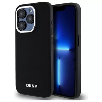   DKNY Grained Metal Logo MagSafe DKHMP15LPSCMCLK iPhone 15 Pro 6.1" tok, fekete