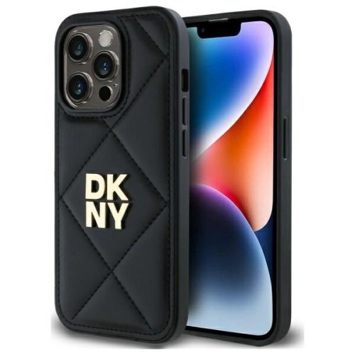 DKNY DKHCP14LPQDSLK iPhone 14 Pro 6.1" Quilted Stack Logo tok, fekete