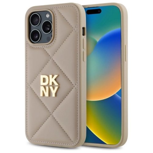 DKNY DKHCP14LPQDSLE iPhone 14 Pro 6.1" Quilted Stack Logo tok, bézs