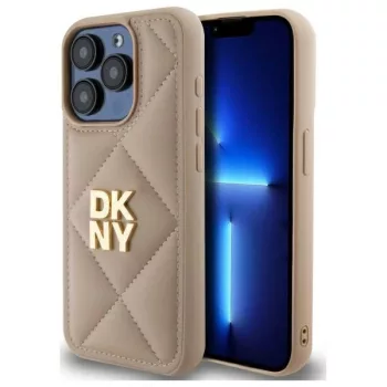   DKNY Quilted Stack Logo DKHCP15LPQDSLE iPhone 15 Pro 6.1" tok, bézs
